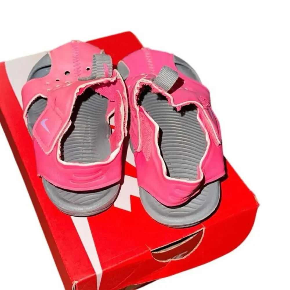Nike Sunray Water Shoes Sz. 7c  Toddler Pool Beach Vacation Sandals Pink Gray